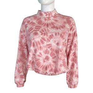 Meraki Women’s Medium Pink White Elastic Waist Pullover Sweater Turtleneck